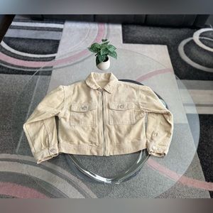 Corduroy Flap Pocket Button Up Crop Jacket